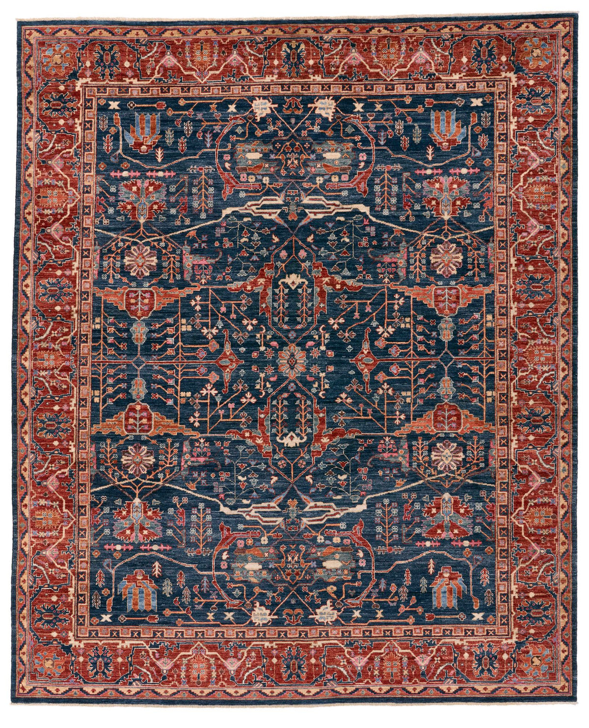 8x10 Navy and Red Anatolian Traditional Rug