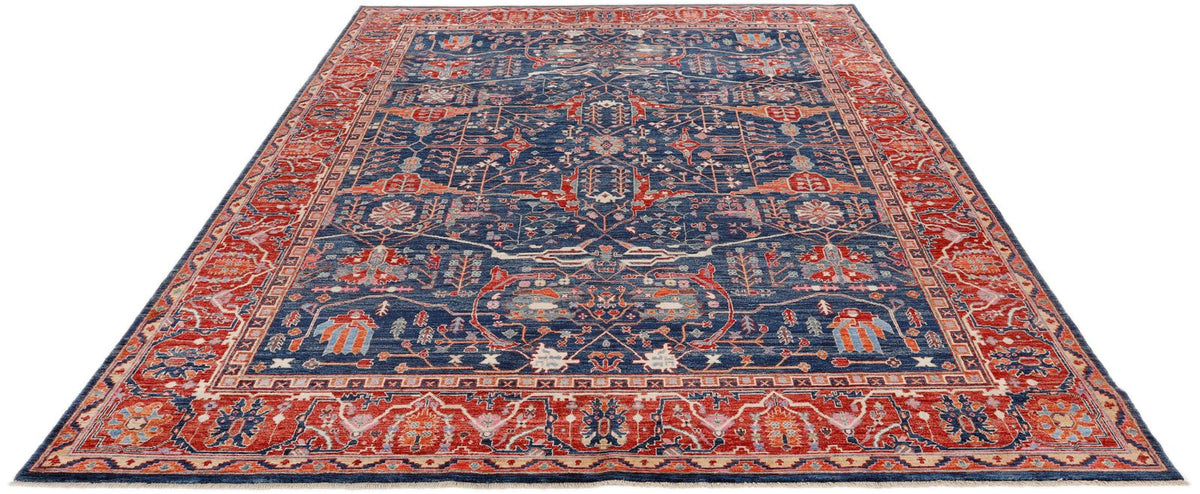 8x10 Navy and Red Anatolian Traditional Rug