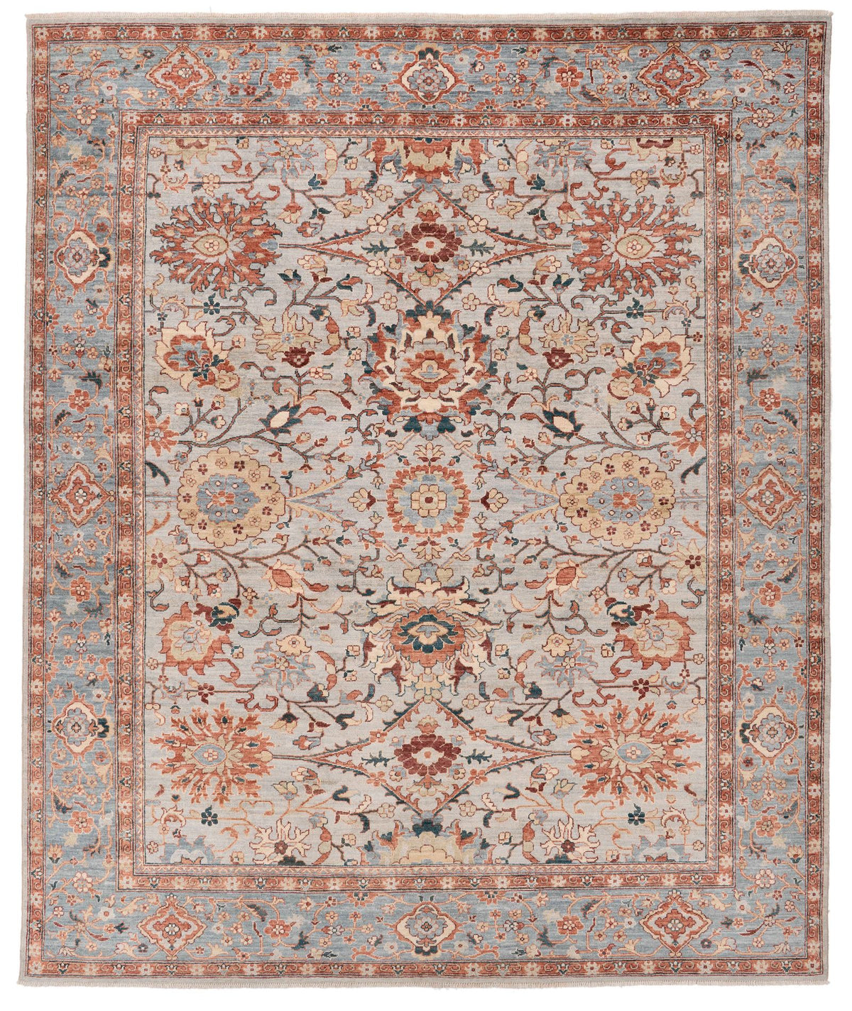 8x10 Light Gray and Light Blue Anatolian Traditional Rug