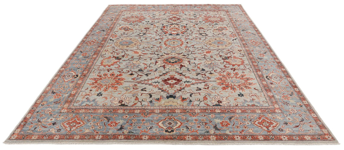 8x10 Light Gray and Light Blue Anatolian Traditional Rug