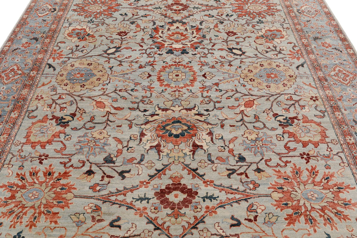 8x10 Light Gray and Light Blue Anatolian Traditional Rug