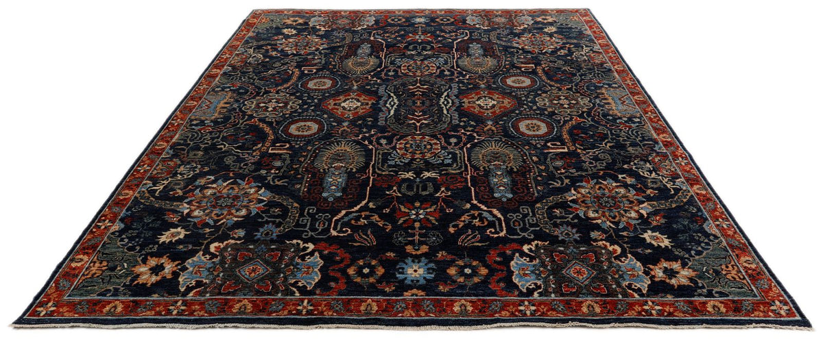 8x10 Navy and Red Anatolian Traditional Rug