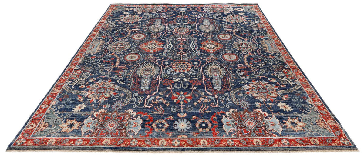 8x10 Navy and Red Anatolian Traditional Rug