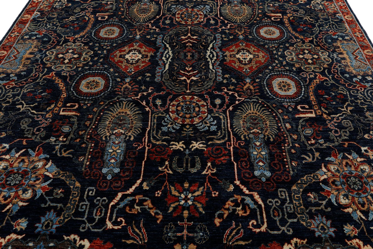 8x10 Navy and Red Anatolian Traditional Rug