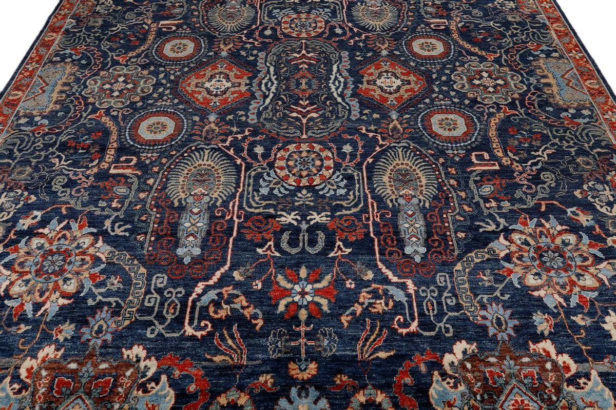 8x10 Navy and Red Anatolian Traditional Rug
