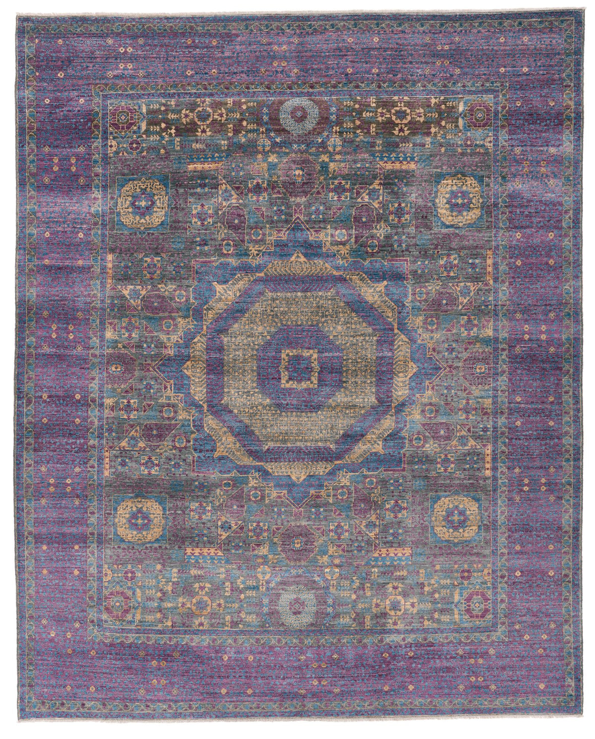 8x10 Gray and Purple Turkish Tribal Rug