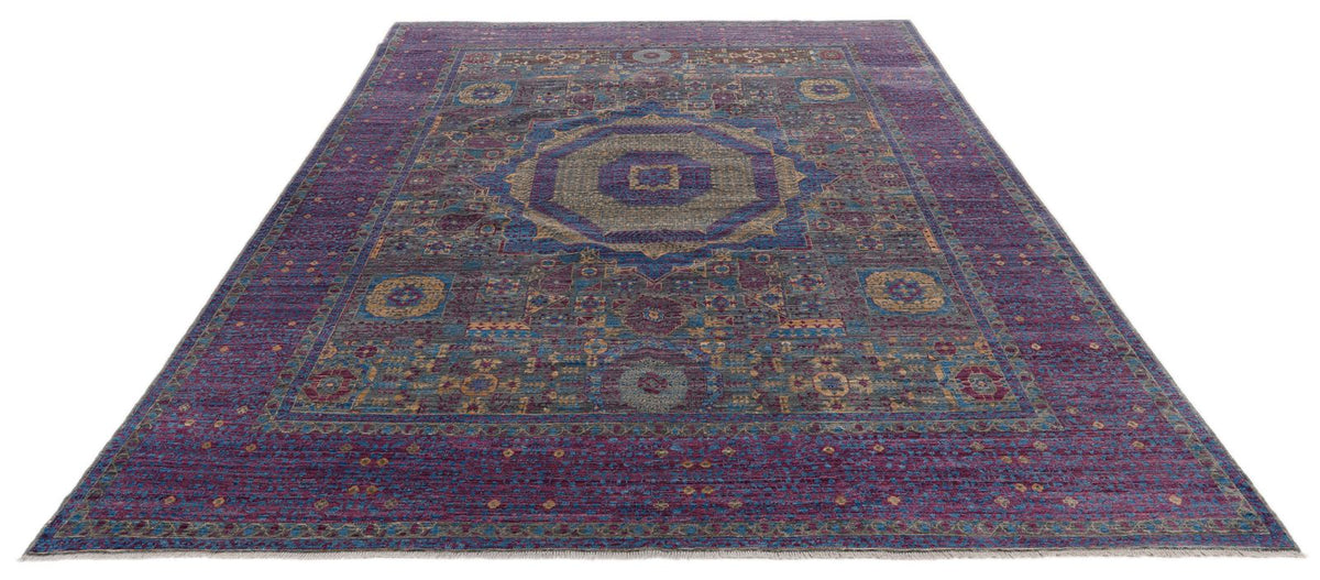 8x10 Gray and Purple Turkish Tribal Rug