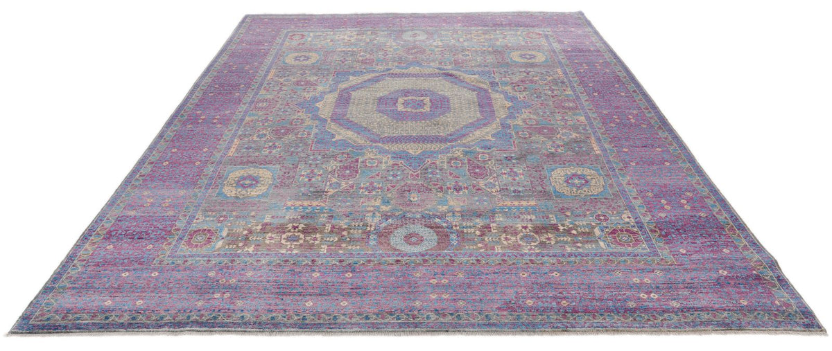 8x10 Gray and Purple Turkish Tribal Rug