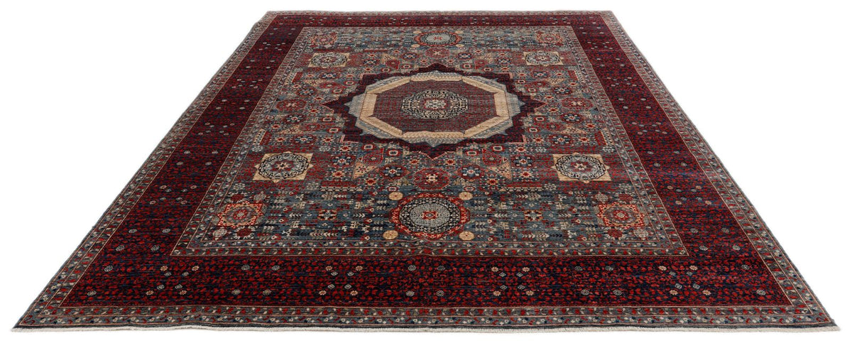 8x10 Light Blue and Navy Turkish Tribal Rug