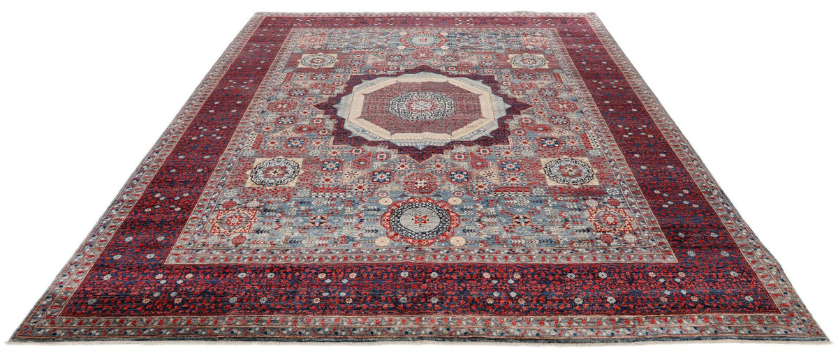 8x10 Light Blue and Navy Turkish Tribal Rug