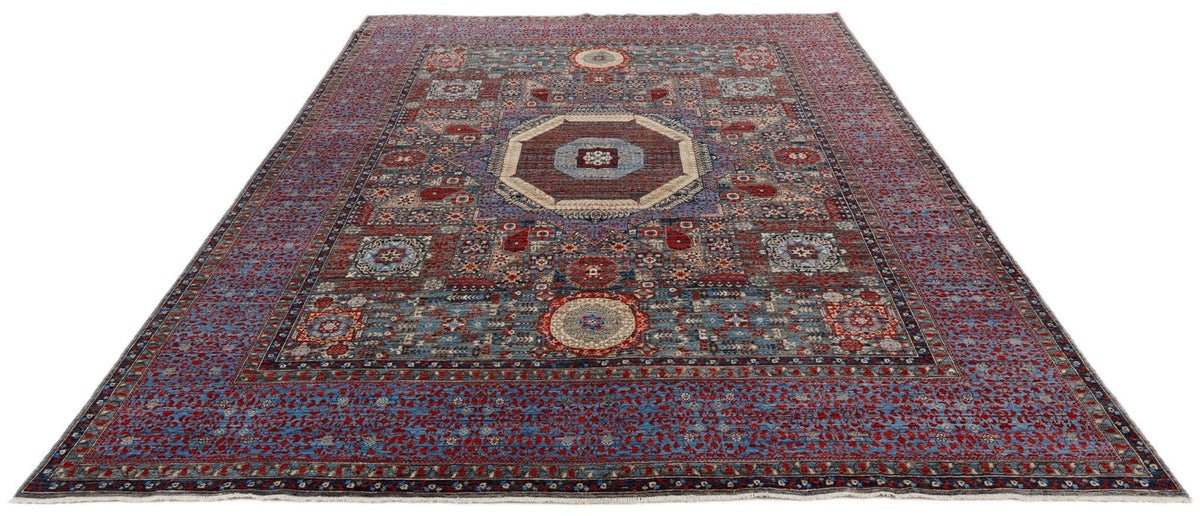 8x10 Blue and Red Turkish Tribal Rug
