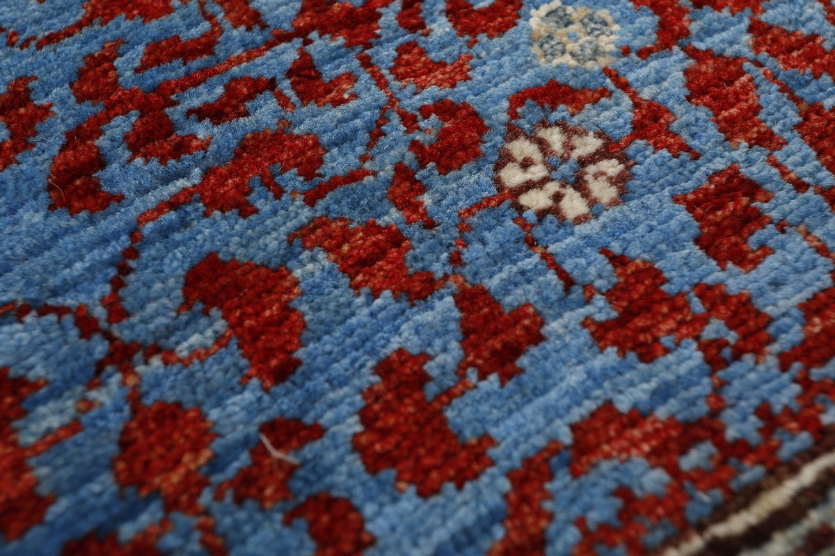 8x10 Blue and Red Turkish Tribal Rug
