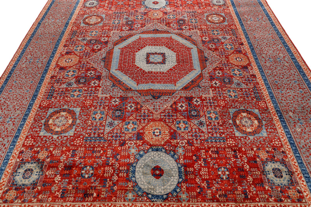 8x10 Light Gray and Ivory Turkish Tribal Rug