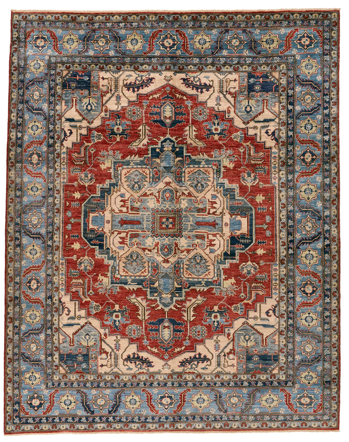 8x10 Red and Light Blue Anatolian Traditional Rug