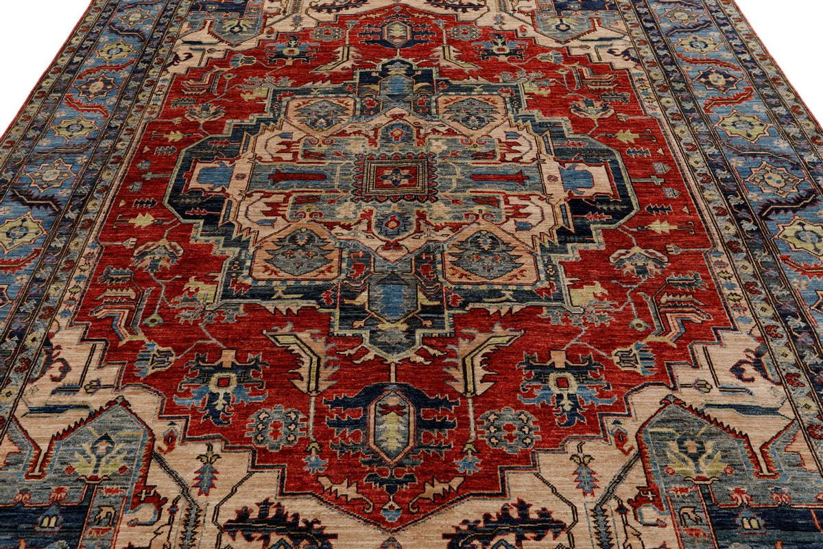 8x10 Red and Light Blue Anatolian Traditional Rug