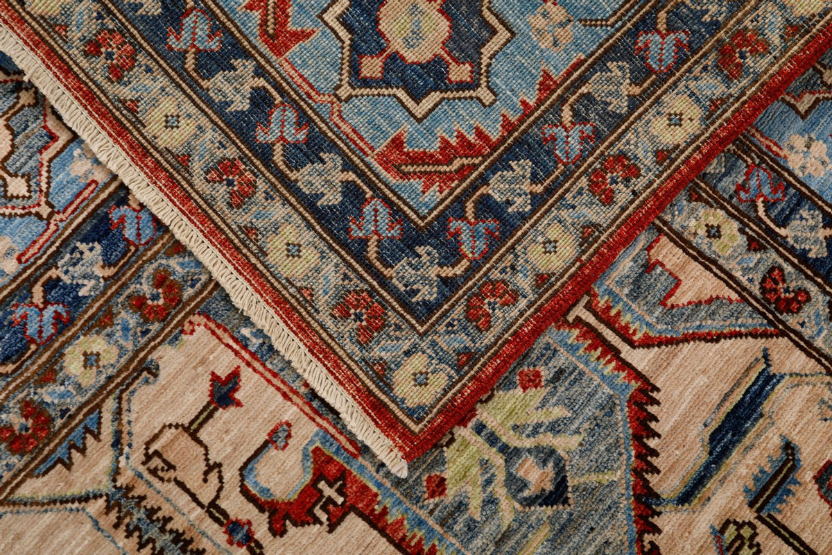 8x10 Red and Light Blue Anatolian Traditional Rug