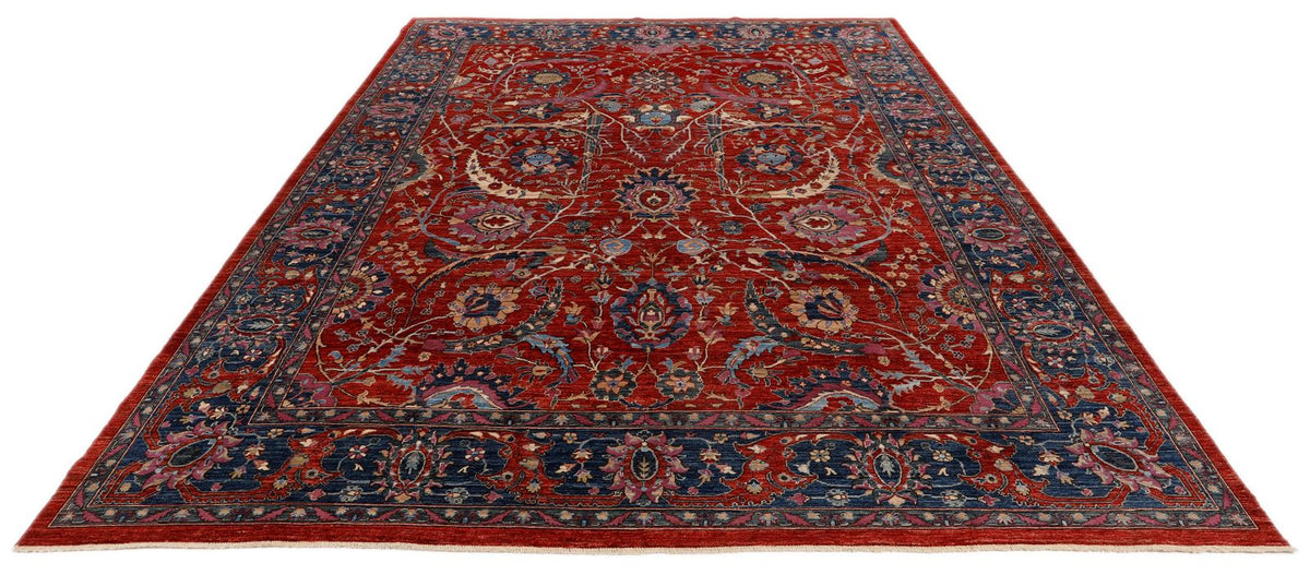 8x11 Red and Navy Anatolian Traditional Rug