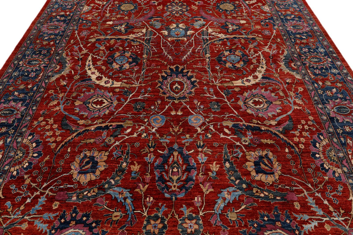 8x11 Red and Navy Anatolian Traditional Rug