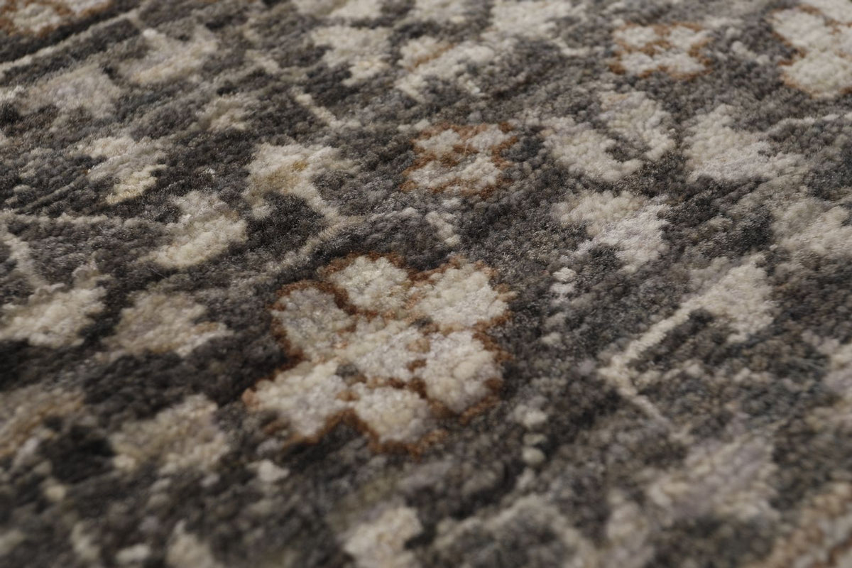 8x9 Light Brown and Light Gray Turkish Tribal Rug