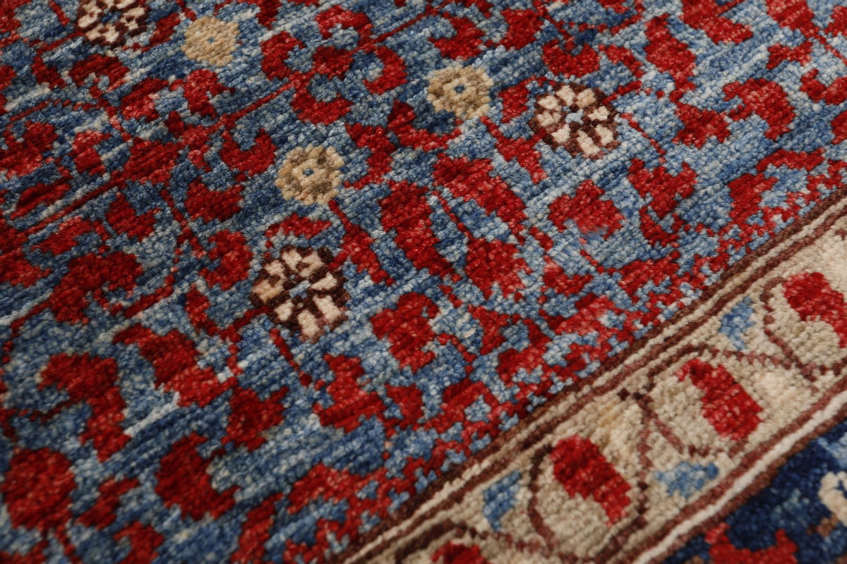 8x10 Light Camel and Light Blue Turkish Tribal Rug