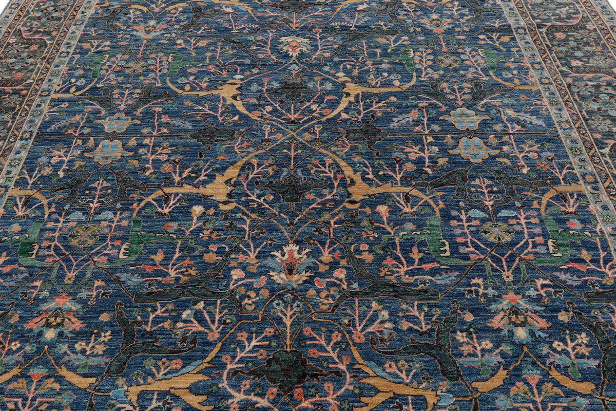 8x10 Light Blue and Ivory Turkish Tribal Rug