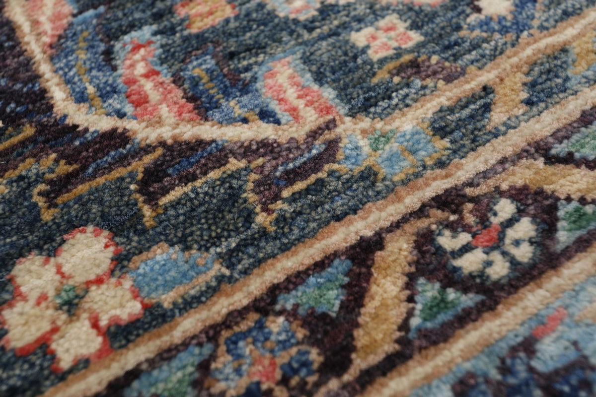 8x10 Light Blue and Ivory Turkish Tribal Rug