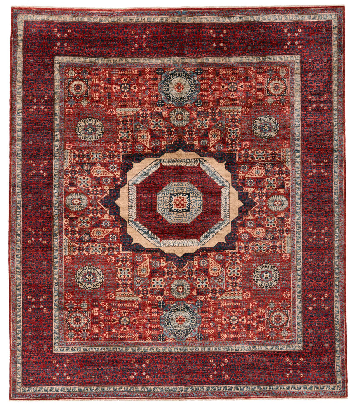 8x9 Red and Red Turkish Tribal Rug