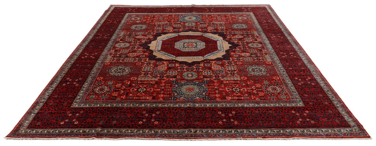 8x9 Red and Red Turkish Tribal Rug
