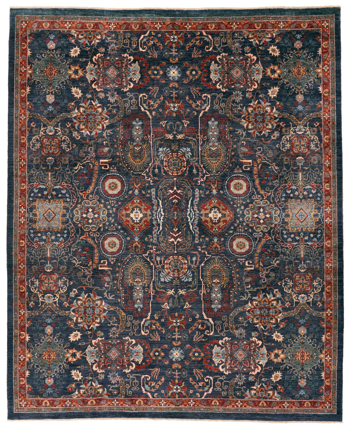 8x10 Navy and Red Anatolian Traditional Rug