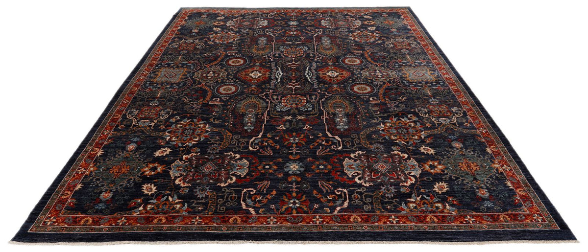 8x10 Navy and Red Anatolian Traditional Rug