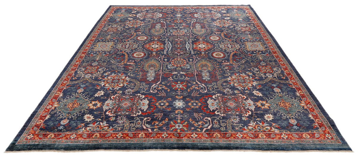 8x10 Navy and Red Anatolian Traditional Rug