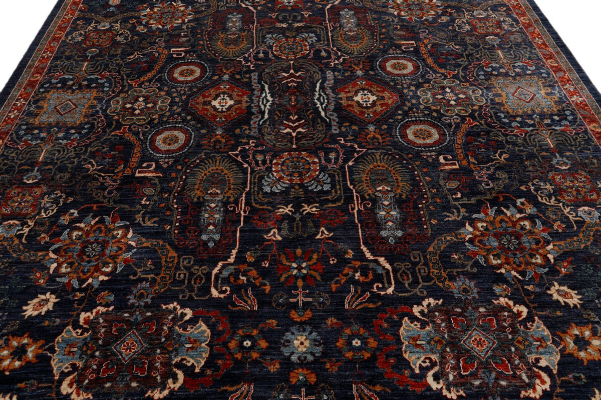 8x10 Navy and Red Anatolian Traditional Rug