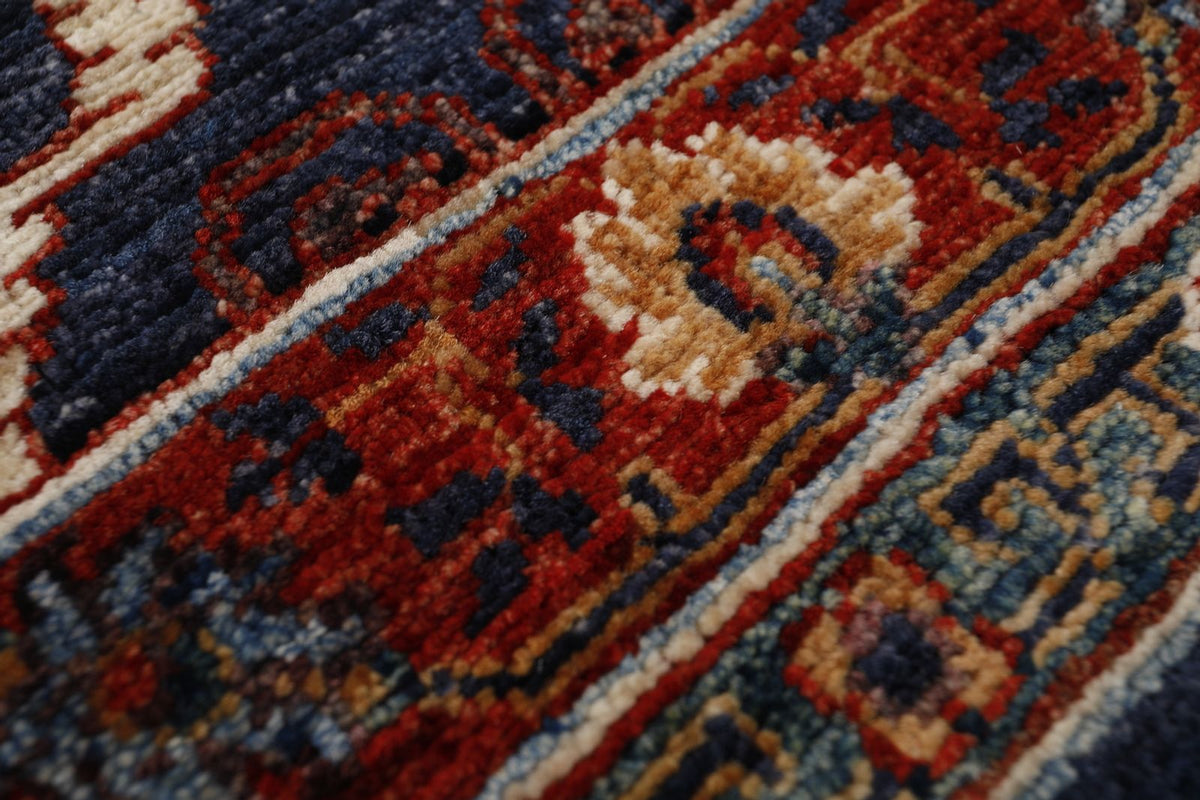 8x10 Navy and Red Anatolian Traditional Rug