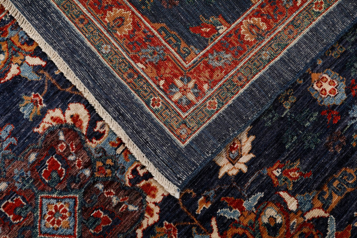 8x10 Navy and Red Anatolian Traditional Rug