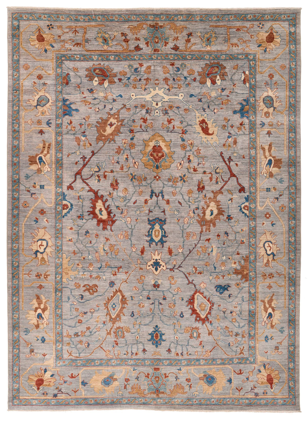 8x11 Gray and Multicolor Anatolian Traditional Rug