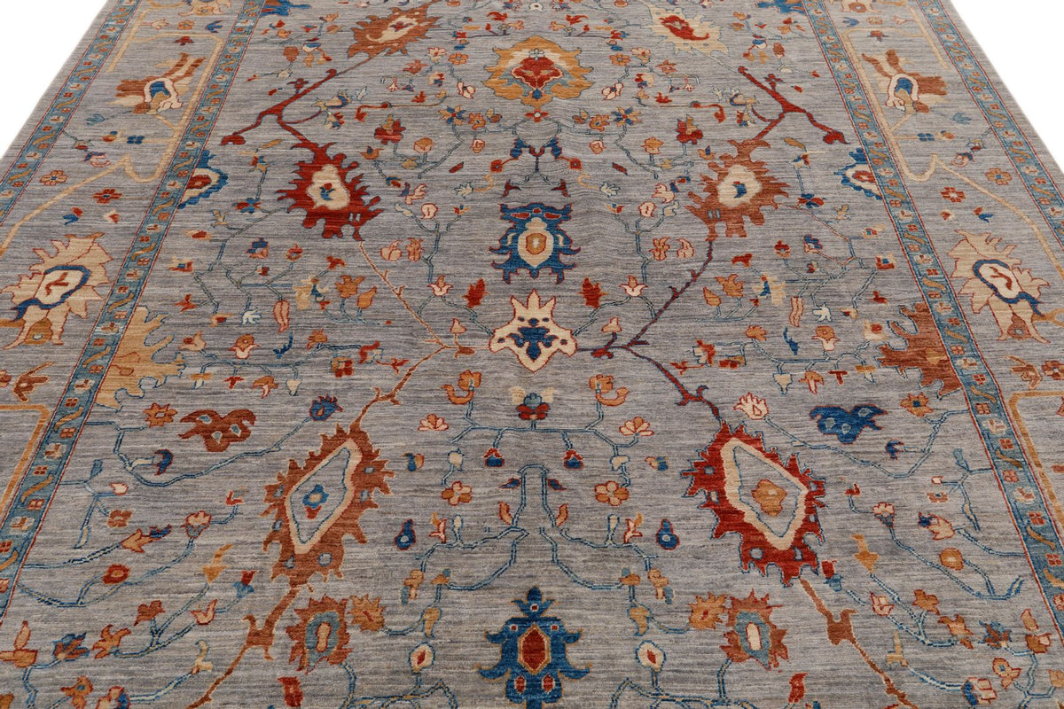 8x11 Gray and Multicolor Anatolian Traditional Rug