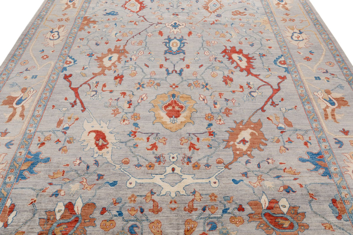 8x11 Gray and Multicolor Anatolian Traditional Rug