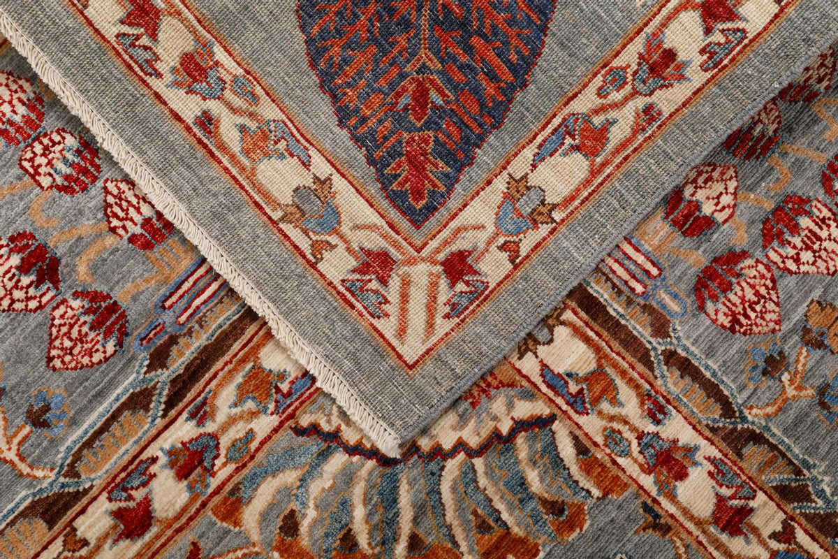 8x10 Gray and Multicolor Turkish Tribal Rug