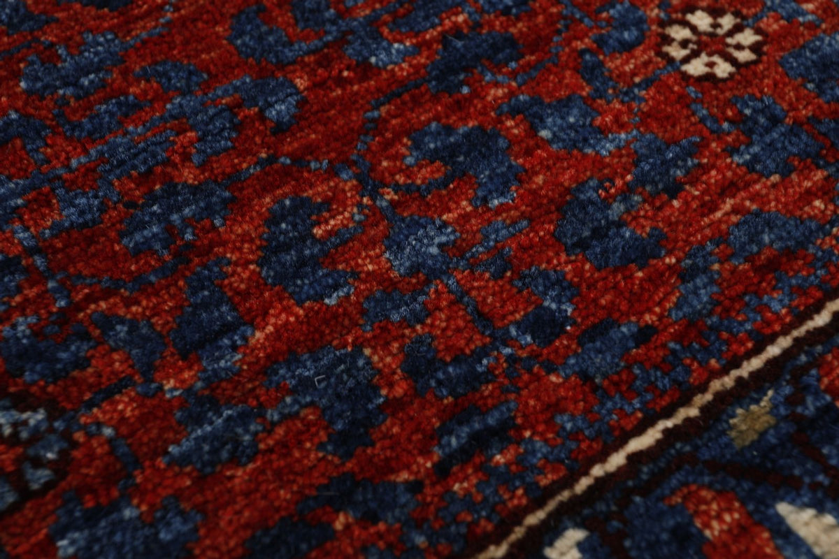 8x10 Navy and Red Turkish Tribal Rug