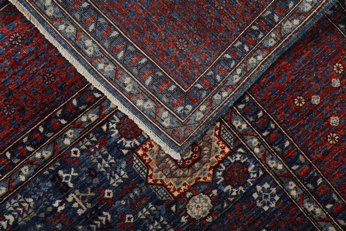 8x10 Navy and Red Turkish Tribal Rug