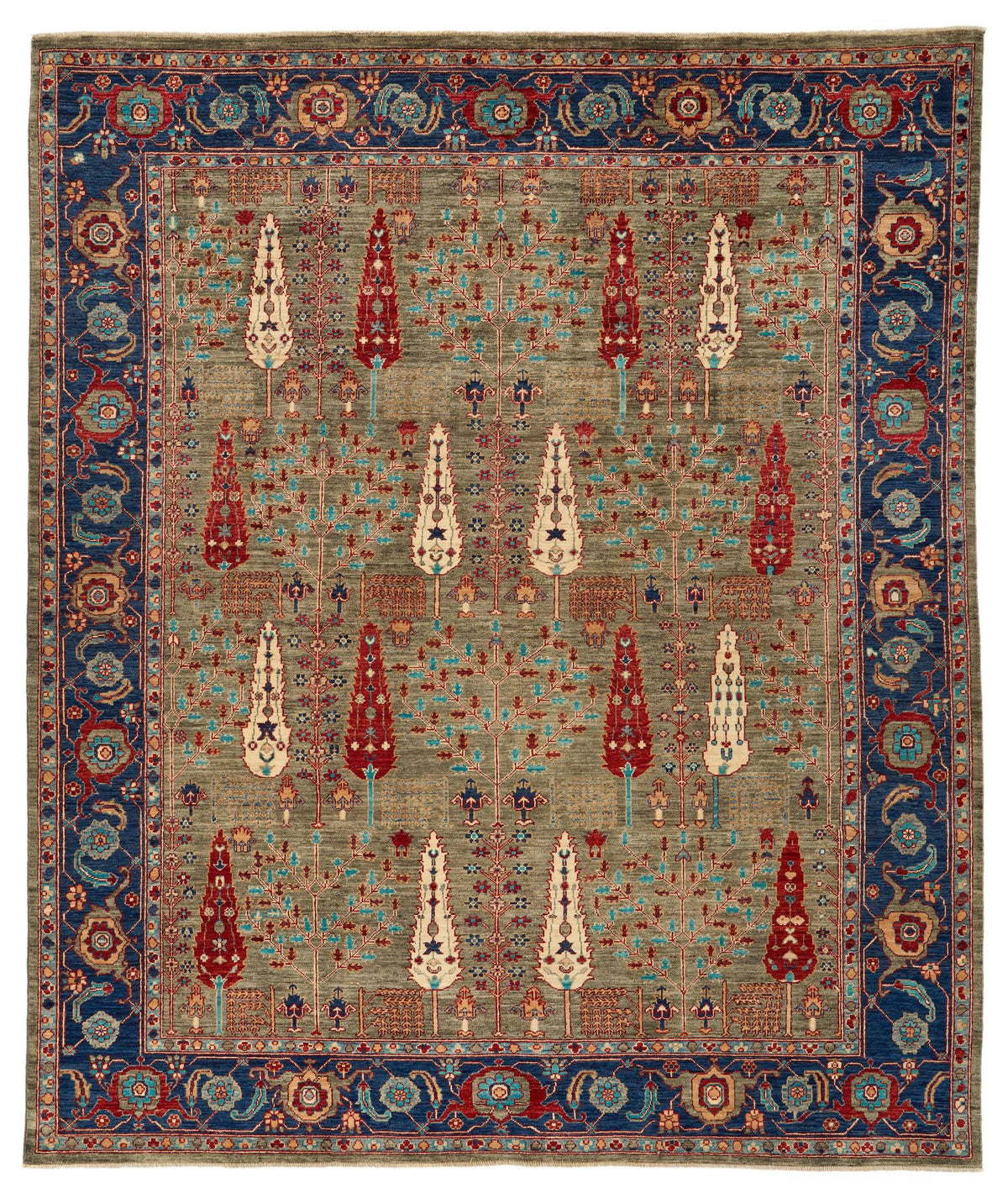 8x10 Light Gray and Navy Anatolian Traditional Rug