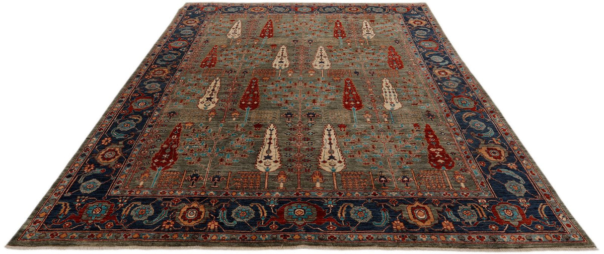 8x10 Light Gray and Navy Anatolian Traditional Rug