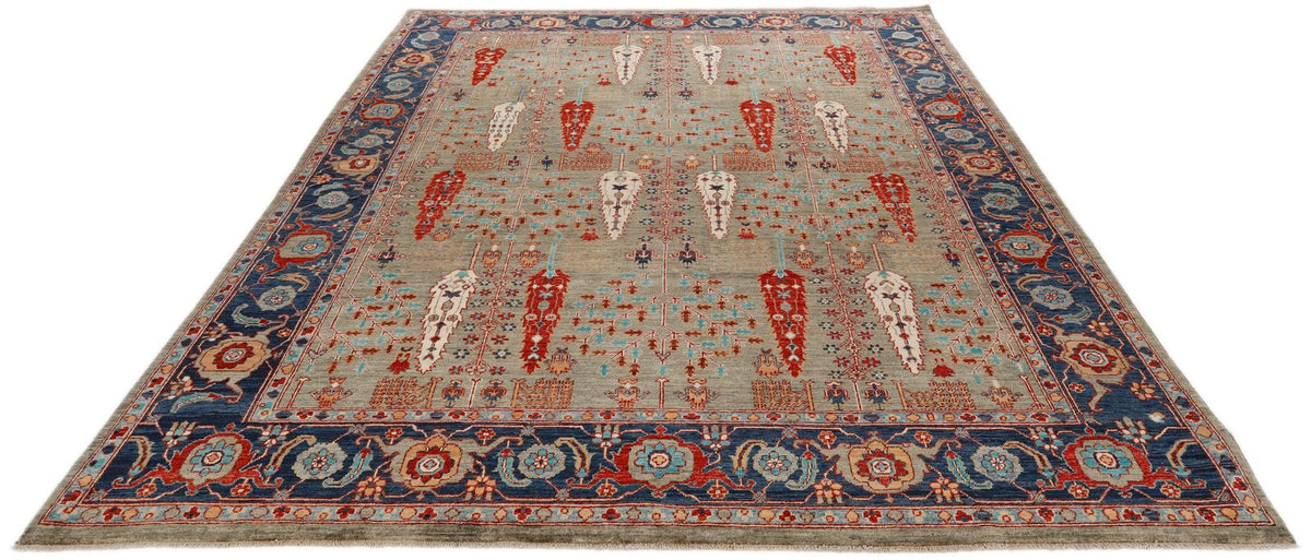 8x10 Light Gray and Navy Anatolian Traditional Rug