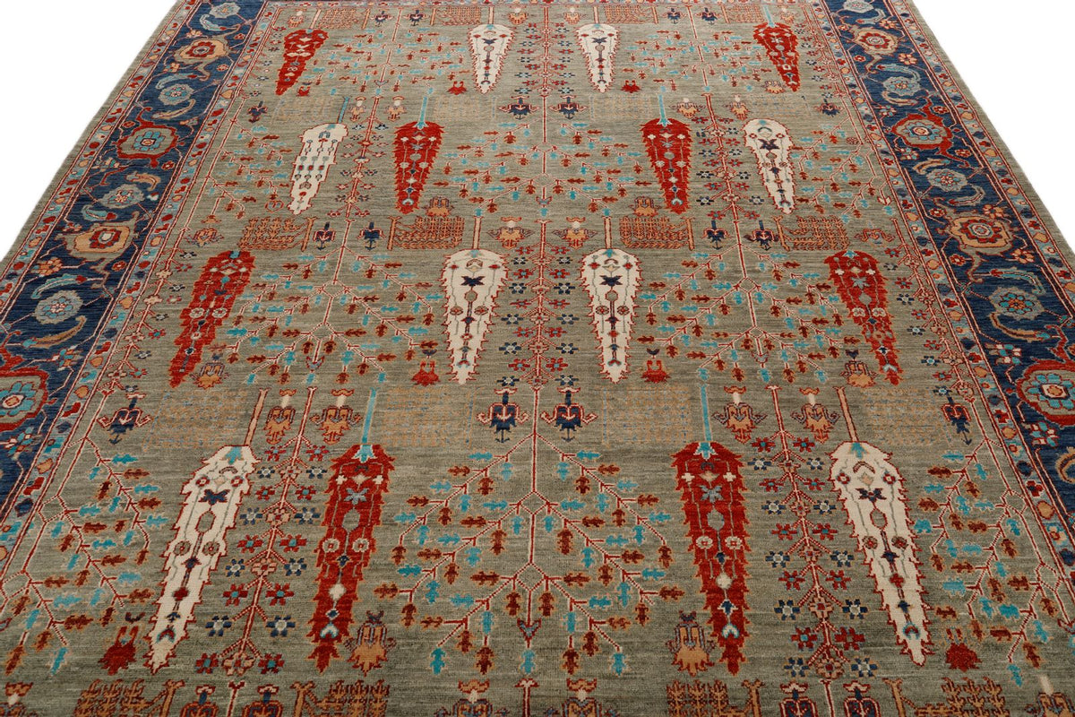 8x10 Light Gray and Navy Anatolian Traditional Rug