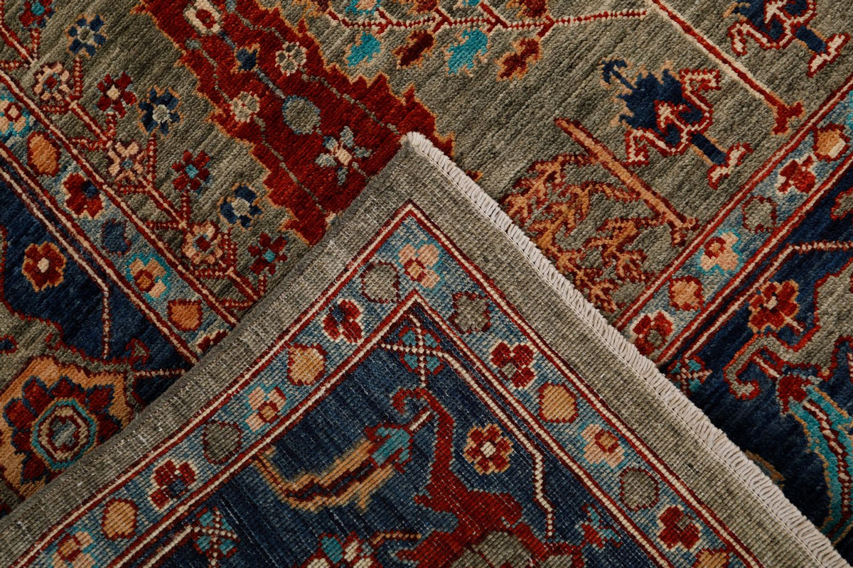 8x10 Light Gray and Navy Anatolian Traditional Rug