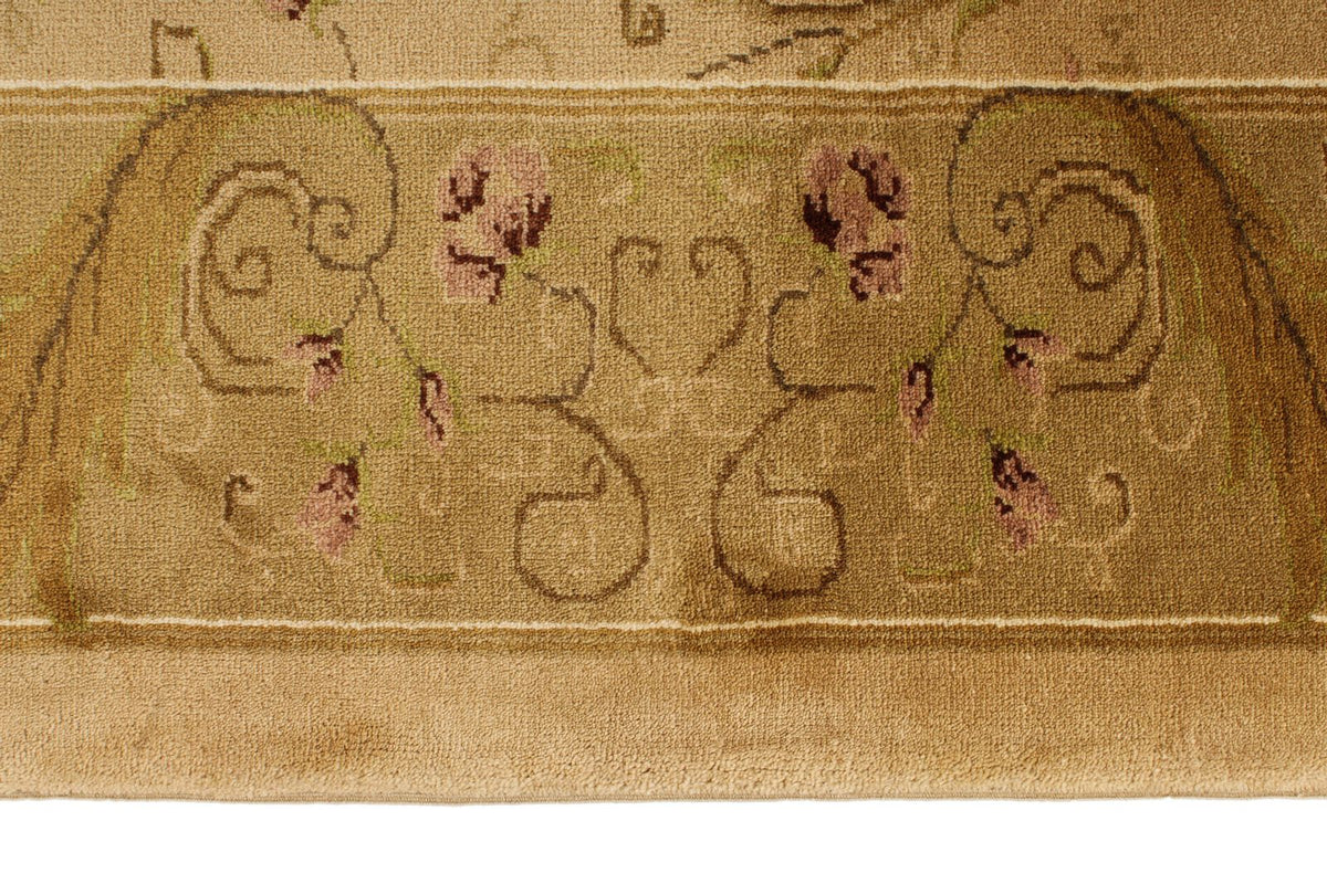 8x10 Ivory and Green Turkish Oushak Rug
