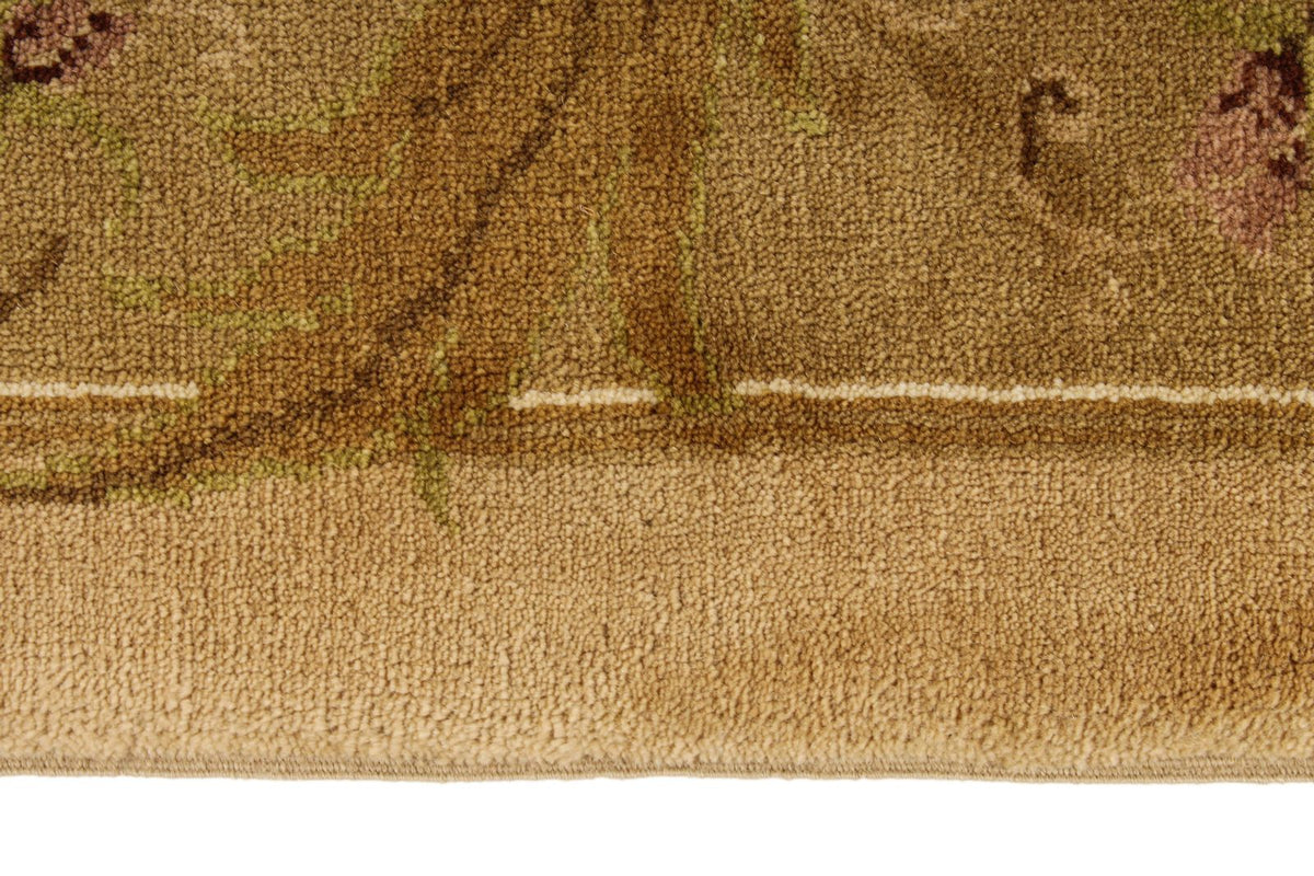 8x10 Ivory and Green Turkish Oushak Rug