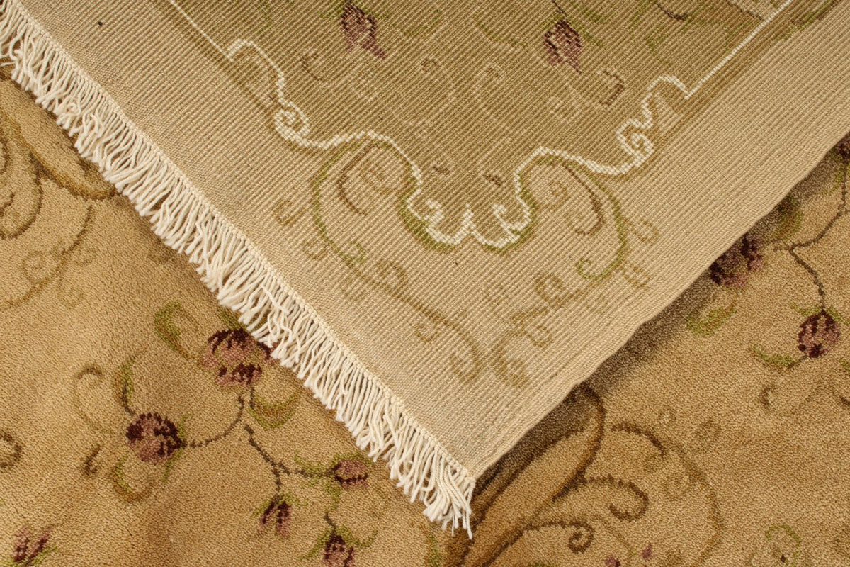 8x10 Ivory and Green Turkish Oushak Rug