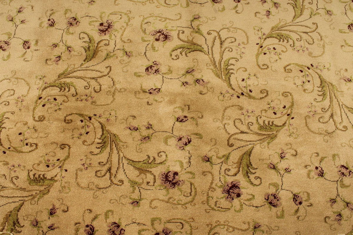 8x10 Ivory and Green Turkish Oushak Rug