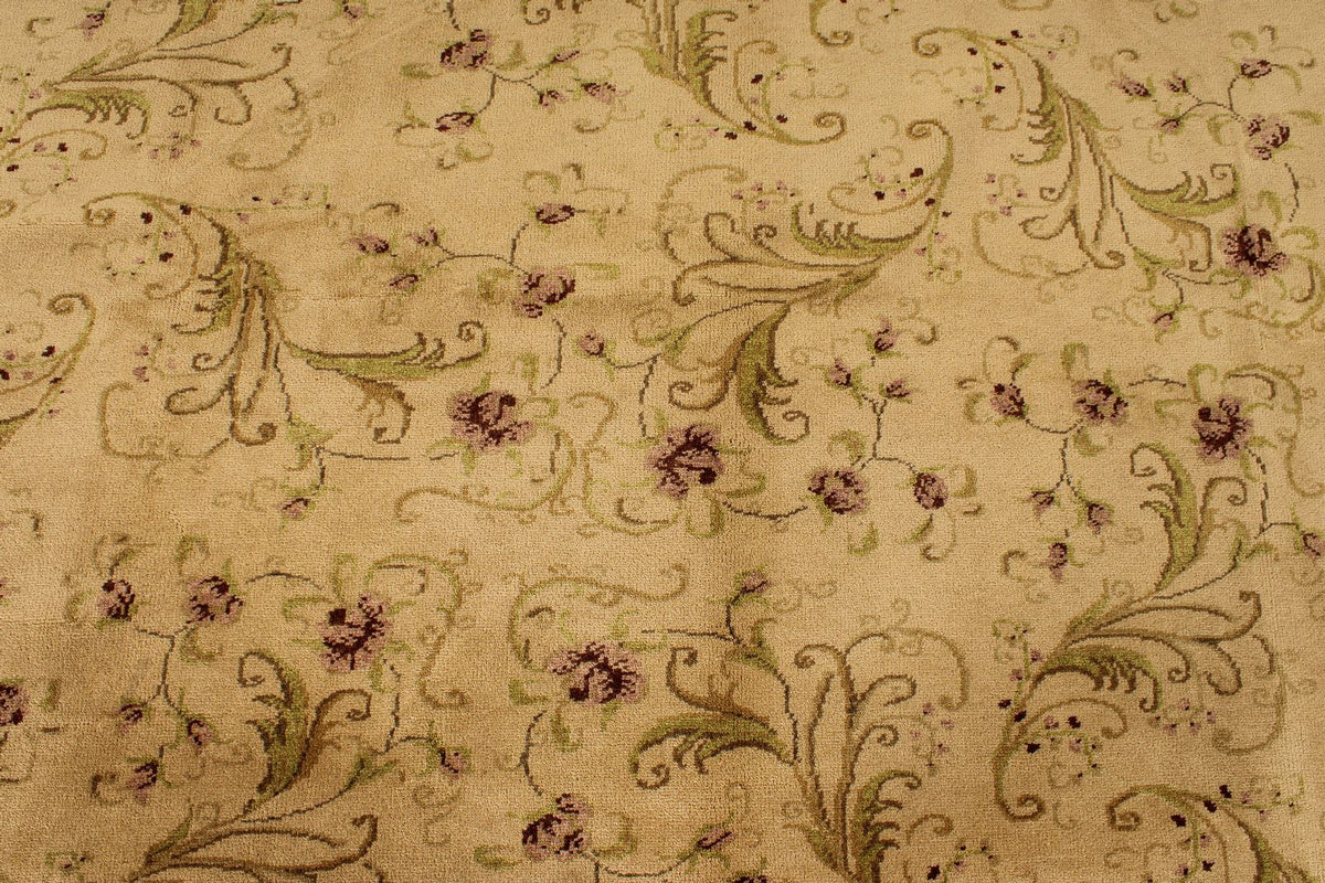 8x10 Ivory and Green Turkish Oushak Rug